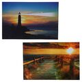 2er-Set LED-Bild mit Beleuchtung Leinwandbild 60x40cm, Timer, Sea