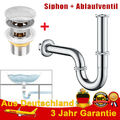 Ablaufgarnitur Ablaufventil Sifon Siphon Pop Up & Überlauf Waschbecken Abfluss