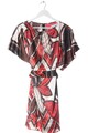 ZARA BASIC Kurzarmkleid Damen Kleid Gr. DE 36 wollweiß-rot-braun Casual-Look