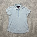 Tommy Hilfiger Damen POLO Shirt Gr.M Blau Sommer Oberteil Kragen LOGO Kurz