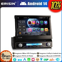 8-Kern 64GB Android 14 1 Din Abnehmbare Autoradio GPS Navi WiFi CarPlay DVD DAB+