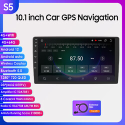 10.1" Carplay+ Android 12 Autoradio 8-Core 4+64GB GPS Navi USB DAB+FM RDS BT 5.0