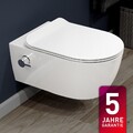Dusch WC Spülrandlos Taharet Wand Hänge Toilette Bidet mit Armatur u. Sitz flach