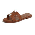 Damen Leder Sandalen Slipper Flat Sommer Schuhe Strand Sandalen Hausschuhe Mode