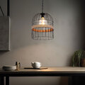 Hängeleuchte Pendellampe Hängelampe Hanfseil Metallgitter schwarz E27 H 140cm