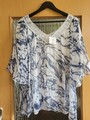 Damen-Shirt/Bluse Gr. 40 (2) in weiss-blau NEU