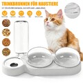 Hunde Katzennapf Set 15° Neigbarer Fressnapf mit Automatischer Wasserflasche