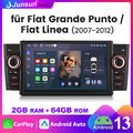 Android 13 Autoradio Carplay Für Fiat Grande Punto Linea 2007-2012 GPS Navi 64GB
