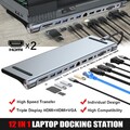 USB C Dockingstation Dual Monitor, 12in1 USB C Dock Triple Display Ladefunktion