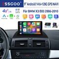 DAB+ 6+128GB Autoradio Android 14 Carplay GPS Navi WIFI Für BMW X3 E83 2004-2012