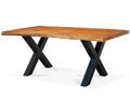 Esstisch mit Baumkante Tisch Massivholztisch LIVERNA mit X-Gestell 3 Holzarten 