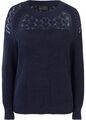 Baumwoll-Pullover mit Ajourmuster Gr. 36/38 Dunkelblau Damen Langarm-Pulli Neu