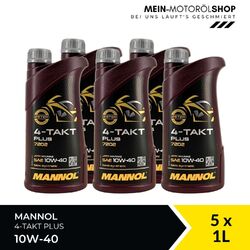 Mannol MN7202 4-Takt Plus 10W-40 Motorradöl JASO MA API SL 5x1 Liter = 5 Liter