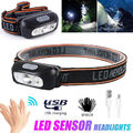 Kopflampe LED Sensor Stirnlampe Scheinwerfer Aufladbar Inklusive USB Kabel Akku.