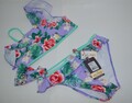 Retour süßer Bikini geblühmt lila grün gefüttert Asymmetrisch  170/176 UVP 32,99