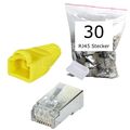 30x CAT5e RJ45 Stecker geschirmt Modular Crimp Patchkabel Netzwerk 30 Stück gelb