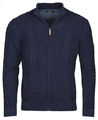 Cardigan dunkelblau Zopf-Perl-Muster mit Reißer und Taschen Gr. M, L, XL,