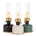 Vintage LED Tischlampe im Retro Design – Deko Lampe mit Glaszylinder & Messing
