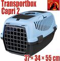 Trixie Transportbox Capri 2 XS-S dunkelgrau pastellblau Katzen und kleine Hunde