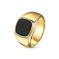 Herren Ring Gold 750 vergoldet Onyx schwarz Edelstahl 18K Wasserfest R6046DL