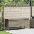 Gartentruhe mit Rollen Hellgrau 160x55x75 cm Poly Rattan
