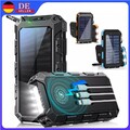 Solar Powerbank 30000mAh Tragbar Externer Batterie Ladegerät für alle Handys DE