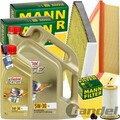 MANN INSPEKTIONSPAKET+6L CASTROL 5W-30 MOTORÖL passend für AUDI A3 SEAT LEON 5F