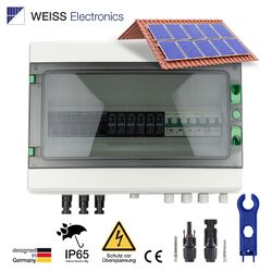 Solar PV Anlage Anschlusskasten Box 1000V, 1 2 3 Strings Überspannungsschutz GAK✅ WEISS Electronics ✅ 0% MwSt. ✅ 1, 2, 3 Strings ✅ IP65