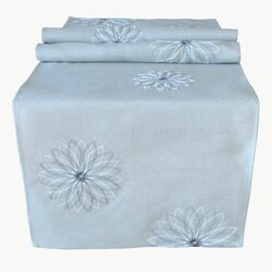 Tischläufer grau 40 x 140 Tischdecke Tischdeko Frühling modern Blumen bestickt