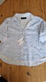 ZARA BASIC Damen Bluse,mit Leinen,  Gr. S, Blau-Weiß Gestreift, 3/4-Ärmel, Neu