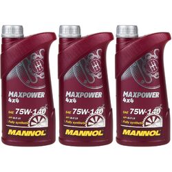 3x1 Liter Original MANNOL Getriebeöl Maxpower 4x4 75W-140 API GL 5 LS Gear Oil