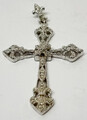 D0467 - Funkelnder 925er Silber Anhänger - klare Steine -  Kreuz - 5,0 cm