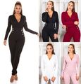 Koucla Damen Overall Eleganter Jumpsuit Hosenanzug Deko-Knöpfen Milax-Fashion