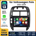 Für VW Polo 9N 01-2009 Android 14 Carplay Autoradio BT GPS Navi WIFI FM SWC DAB+