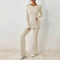 2024 Damen Langarm Hausanzug Jogginganzug Freizeitanzug Sport Jogging Yoga Set S