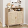 Sideboard Anrichte Kommode mit rattan 2 Türen für Wohnzimmer, Schlafzimmer