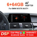 DAB+ Android 13 Autoradio CarPlay 8-Kern DSP GPS Navi für BMW X5 E70 X6 E71 CIC