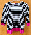 STREET ONE hübsches Sweatshirt Gr. 40 M/L schwarz weiß pink Streifen 3/4 Ärmel 