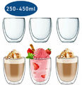 6x Doppelwandige Thermo Gläser 250,350,450ml Latte Macchiato Cocktail Kaffee Tee