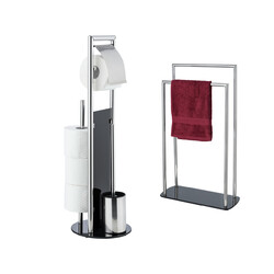 WENKO Stand WC Garnitur Toilettenpapierhalter & Handtuchhalter Edelstahl RAVINA
