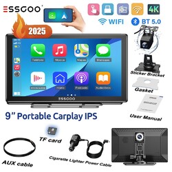 9" Zoll Tragbarer Apple CarPlay und Android Auto Wireless Display Autoradio 2025