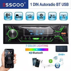 DAB+ Autoradio mit 1 DIN MP3 Auto Player Bluetooth Freisprech 2xUSB SD Aux-in FM
