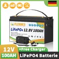 12V 100Ah LiFePO4 Lithium Batterie BMS Akku Solaranlage Wohnmobil RV+Ladegerät