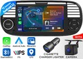 Android 13 7" IPS Bildschirm Autoradio GPS Navi CarPlay für Fiat 500 2007-2015