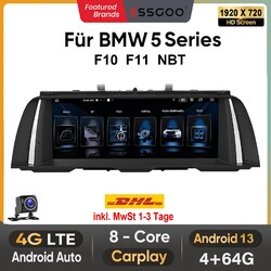 Für BMW 5er F10 F11 NBT Autoradio Android 13 10,25" CarPlay 8-Core 4+64G GPS KAM