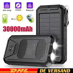 30000mAh Solar Powerbank Solar Handy Ladegerät Wasserdichtes USB Externer Akku
