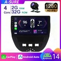 KAM Für Peugeot 107 Citroen C1 Toyota Aygo Autoradio Android 14 Carplay 2+32G BT