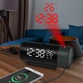 LED Alarm Wecker mit Projektion Digital Spiegel USB Alarmwecker Tischuhr Snooze