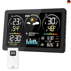 Wetterstation Funk mit Außensensor, Funkuhr Digital Thermometer Innen Außen mit 