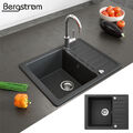 Granit Spüle Küchenspüle Einbauspüle Spülbecken 575x460mm Schwarz Bergström